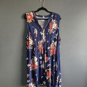 Old Navy Chambray Blue Sleeveless Floral XL